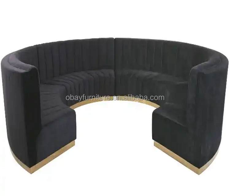 Modern event rental furniture supplier gold base black velvet upholstered hotel lounge wedding event sofa