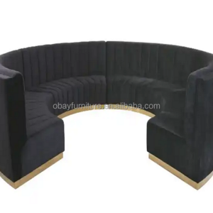 Modern event rental furniture supplier gold base black velvet upholstered hotel lounge wedding event sofa