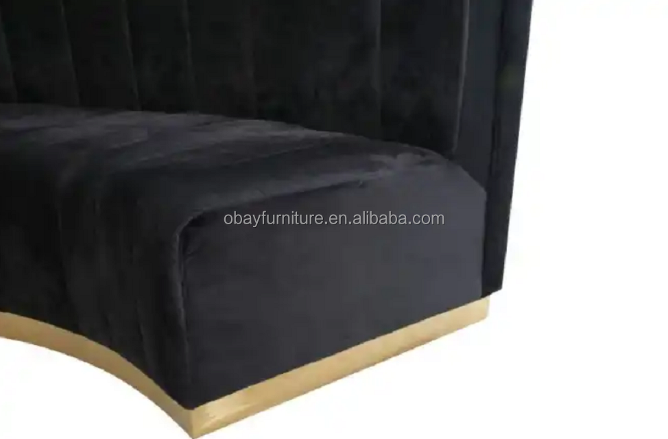 Modern event rental furniture supplier gold base black velvet upholstered hotel lounge wedding event sofa