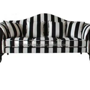 Modern Design italian living room oak velvet sofa upholstered furniture in black and white striped velvet new design velvet sofa