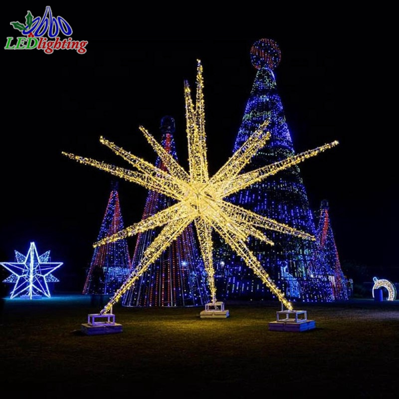 Christmas star 3D hanging ornament large star motif light for holiday shopping malls displays decoration