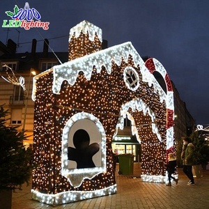 Hot Sale Purple LED Gingerbread House Outdoor Christmas Decoration with Candy Cane IP65 Rated for Landscape and Home Decor