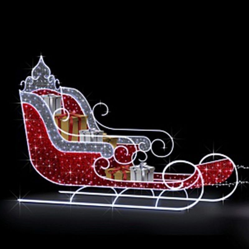 Christmas Santa Sleigh and Deer Motif Light 3D LED Lighted Princess Cinderella Horse