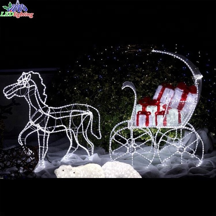 LED Christmas wedding Cinderella Pumpkin princess Horse drawn Carriage bed Lighted Motif Cinderelle Coach Lihgt