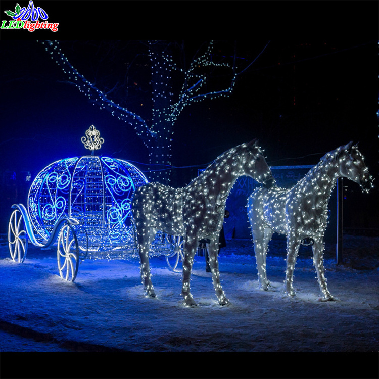 Christmas lights motif 3D acrylic pumpkin horse carriage decoration lights outdoor city decorations giant led motif light