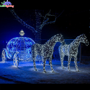 Christmas lights motif 3D acrylic pumpkin horse carriage decoration lights outdoor city decorations giant led motif light