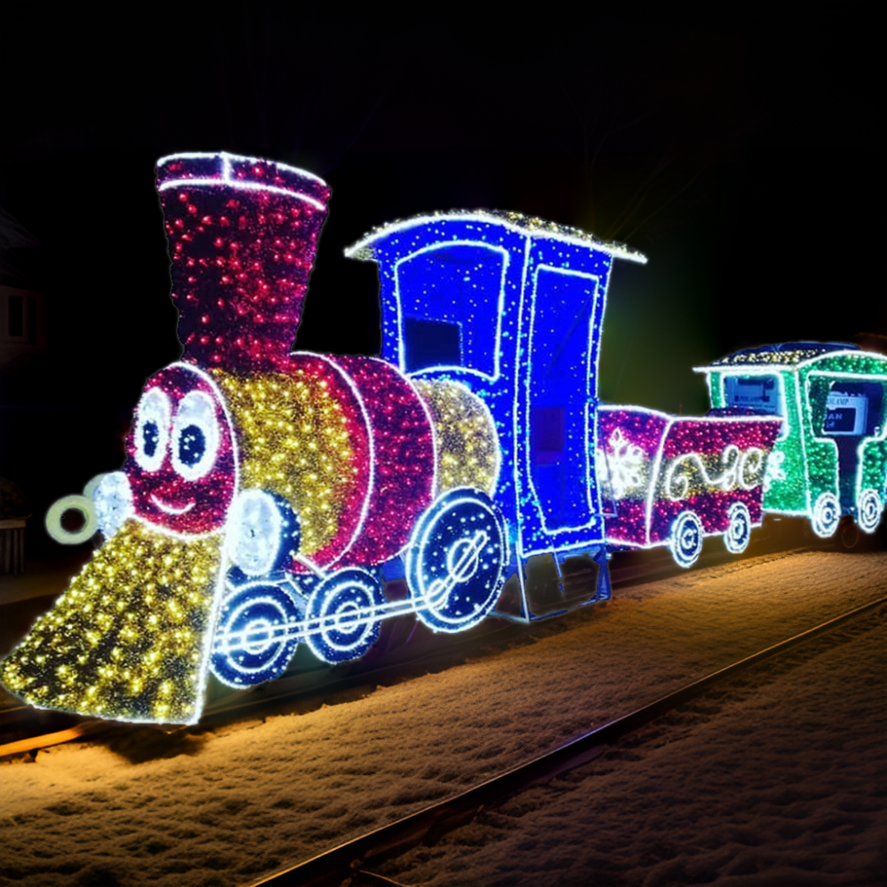 Outdoor Christmas Train Decoration LED Motif Lights with Light and Decorative Motif Design