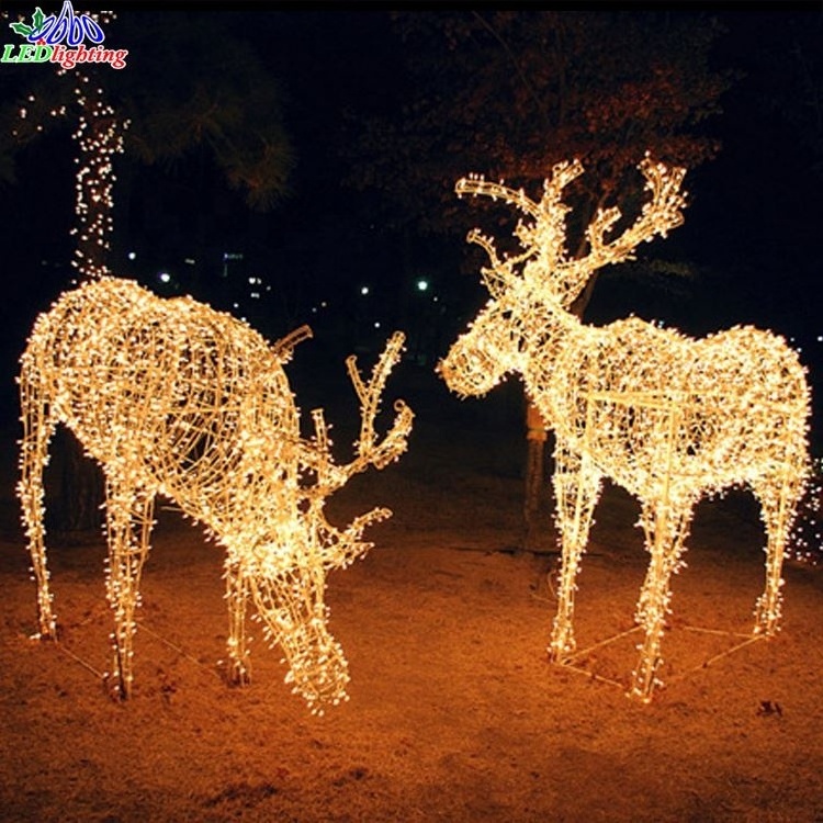 3d giant outdoor led lighted reindeer figurines christmas mall decoration