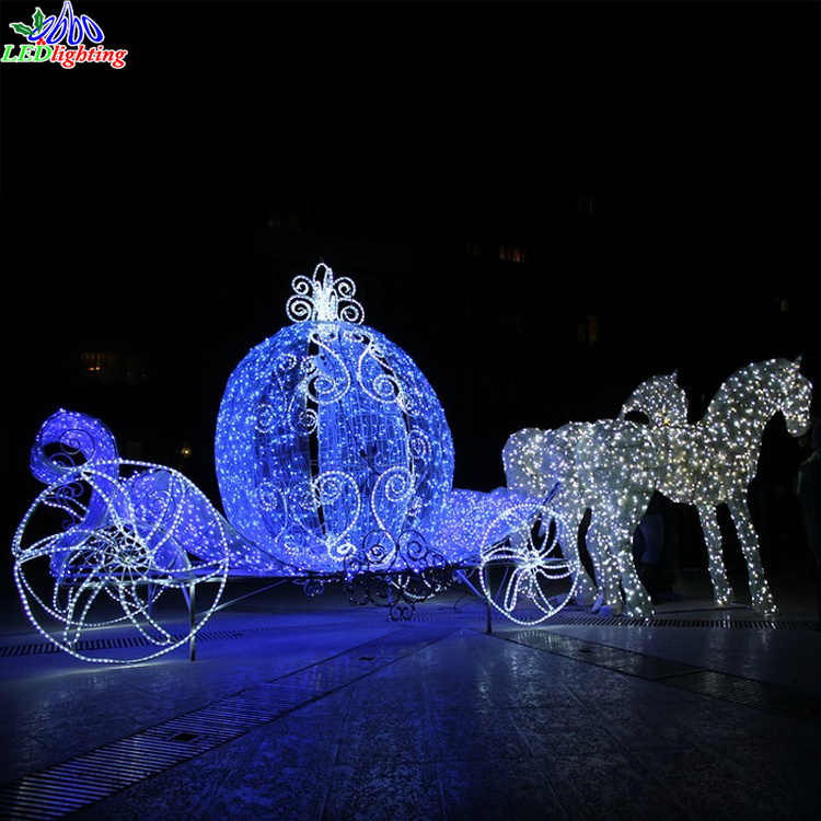 outdoor big lots Christmas animal outdoor decoration led horse carriage motif light