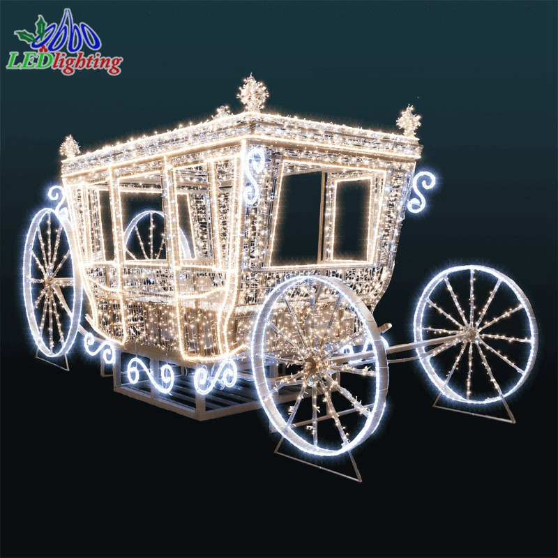 Christmas Santa Sleigh and Deer Motif Light 3D LED Lighted Princess Cinderella Horse