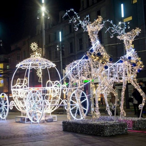 Christmas decoration inflatable santa with reindeer on the sleigh