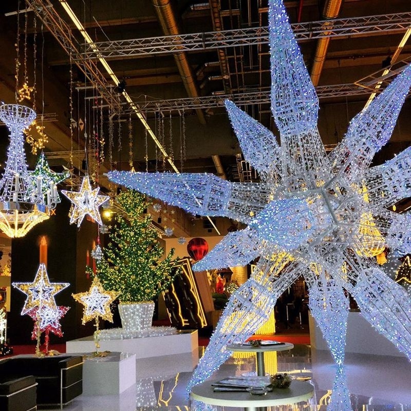 Christmas star 3D hanging ornament large star motif light for holiday shopping malls displays decoration