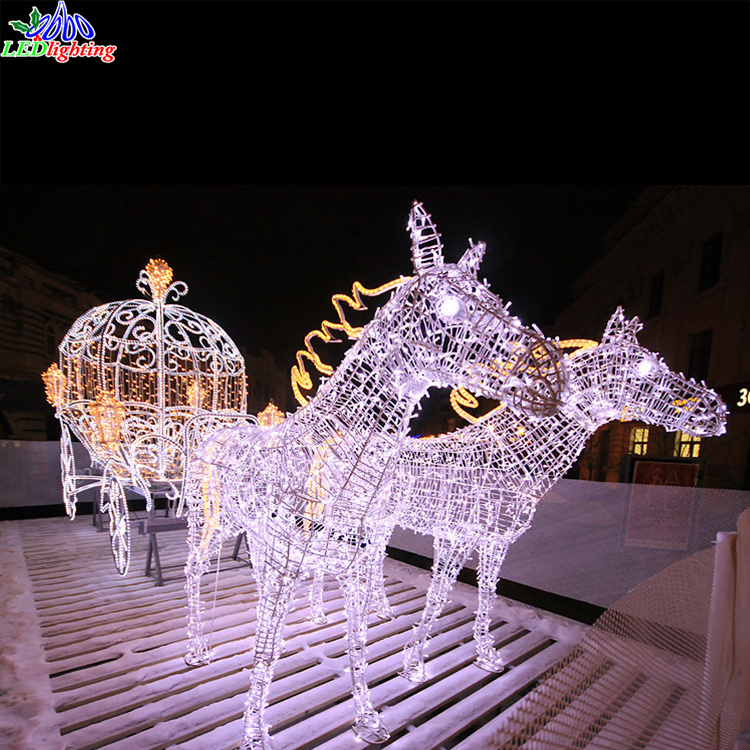 outdoor big lots Christmas animal outdoor decoration led horse carriage motif light