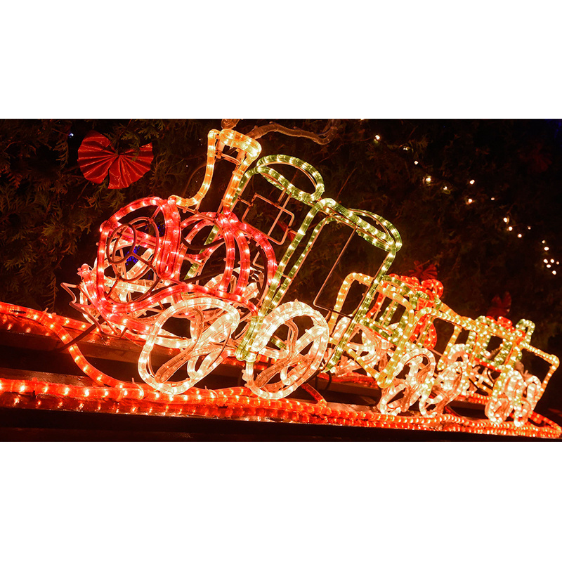 New design 3D fountain led  motif lights outdoor christmas train decoration