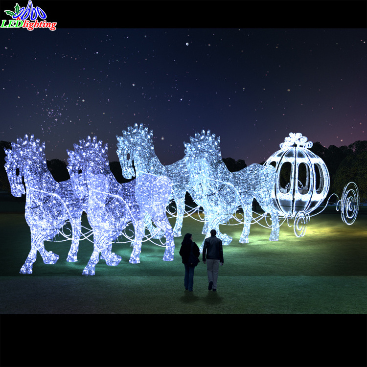 Christmas lights motif 3D acrylic pumpkin horse carriage decoration lights outdoor city decorations giant led motif light