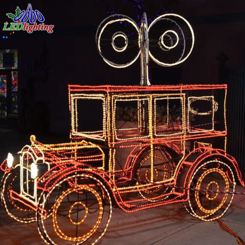 New design 3D fountain led  motif lights outdoor christmas train decoration