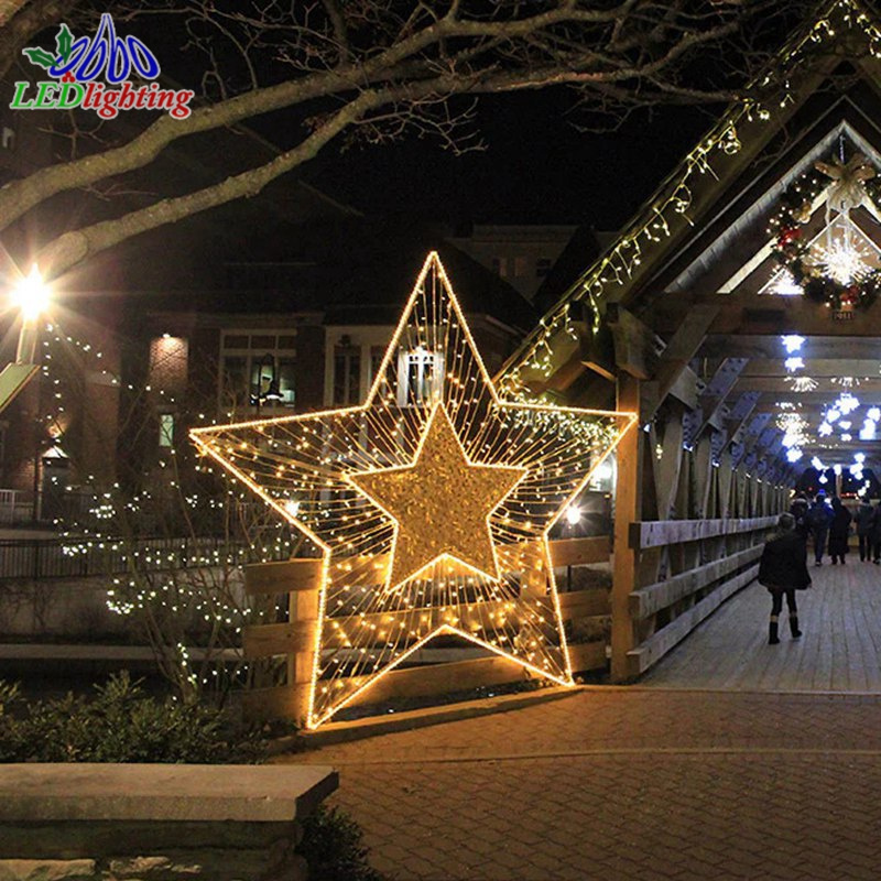 Christmas star 3D hanging ornament large star motif light for holiday shopping malls displays decoration