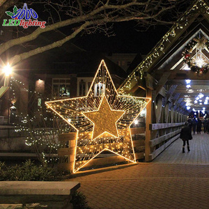 Christmas star 3D hanging ornament large star motif light for holiday shopping malls displays decoration