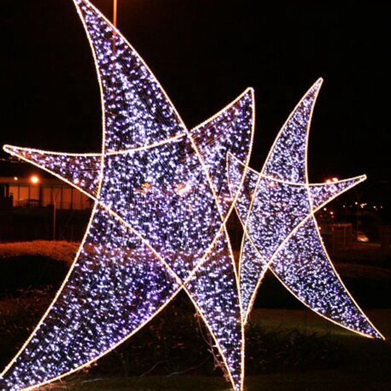 Christmas star 3D hanging ornament large star motif light for holiday shopping malls displays decoration