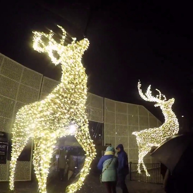 New style outdoor 3D Christmas white LED lighted animated large led Acrylic reindeer