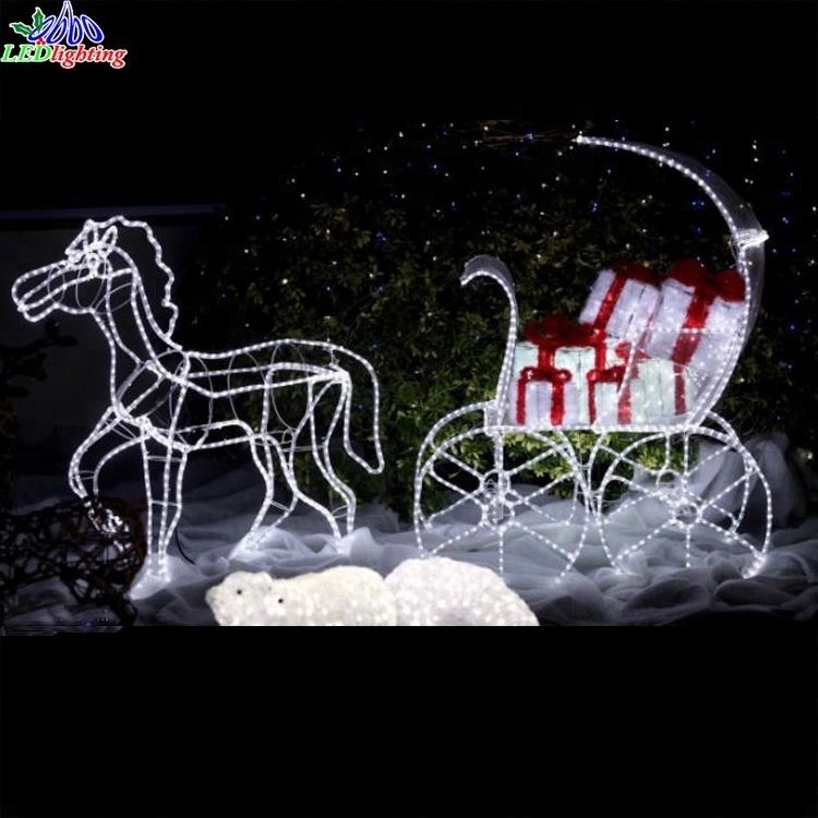 Christmas lights motif 3D acrylic pumpkin horse carriage decoration lights outdoor city decorations giant led motif light