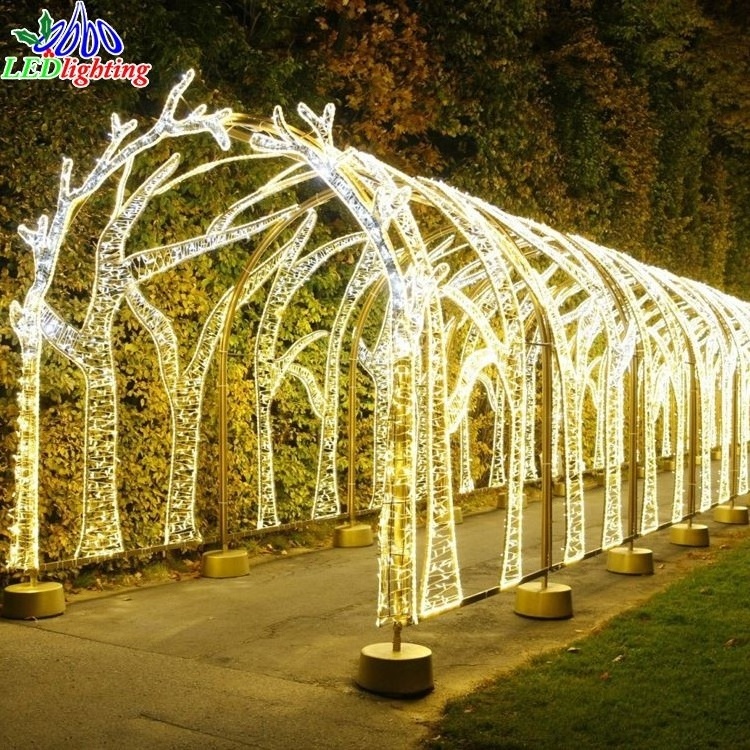 3D Large Outdoor Christmas Light Driveway Arch Time Tunnel Motif Lighting Decoration with RGB Emitting Color IP65 Rated Home