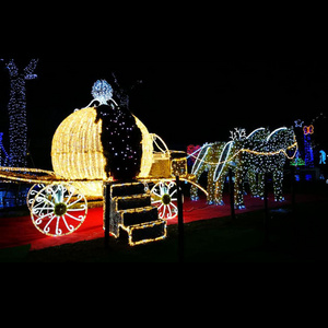 LED Lighted White Christmas Lihgt Cinderella Pumpkin Horse Carriage Lighted Motif Cinderelle Coach for Outdoor Christmas Lighted