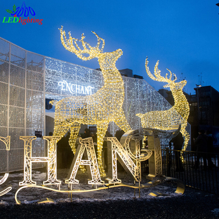 3d giant outdoor led lighted reindeer figurines christmas mall decoration