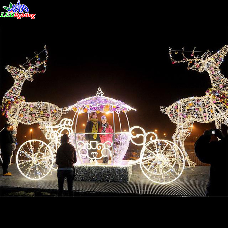 3D christmas decoration pumpkin horse carriage with LED light