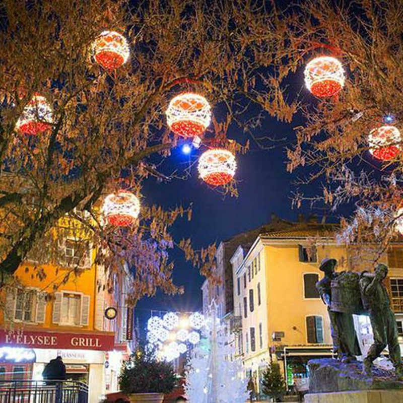 3D Outdoor Large Hanging Ball Lights LED Christmas Sphere with Acrylic