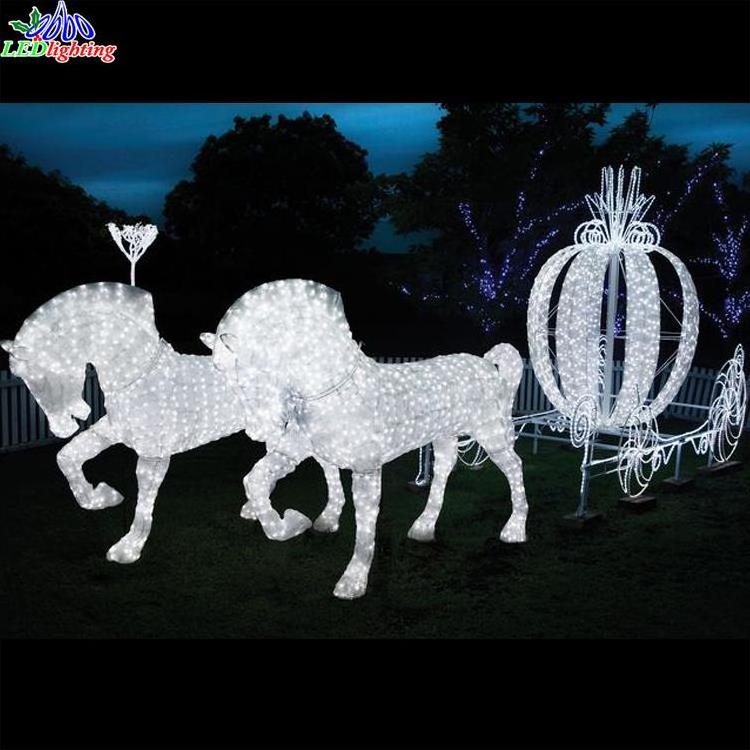 OBBO Decor LED lighted cinderella pumpkin outdoor christmas decoration horse carriage