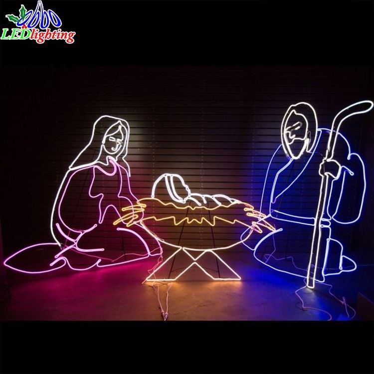 2M High Nativity Scene Outdoor christmas decorations rope lights