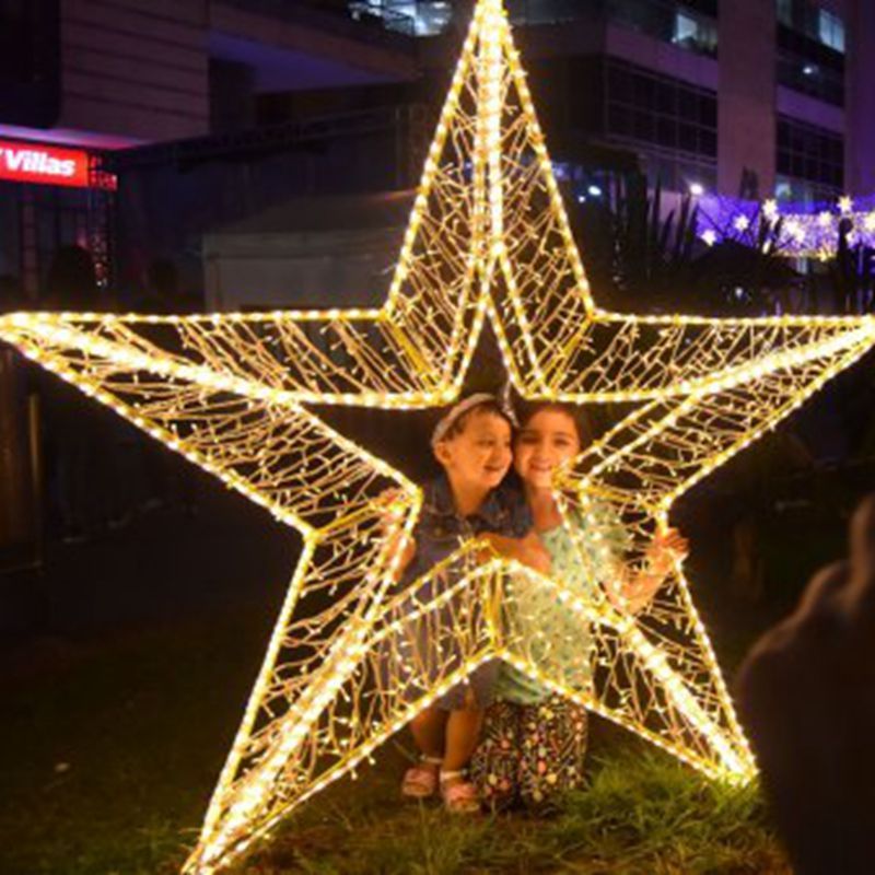 Big glow in the dark large Christmas standing hanging giant waterproof 3d star motif lights