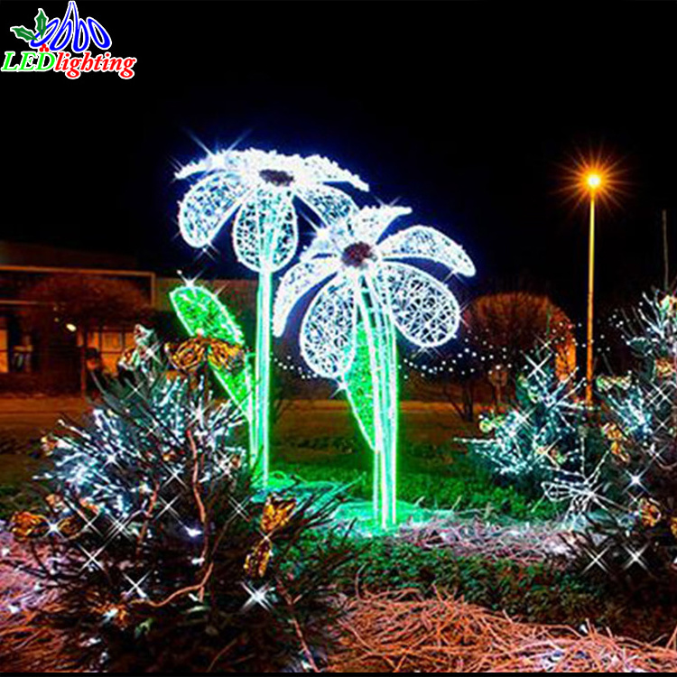 Wedding decor artificial flowers 3D led crystal lights