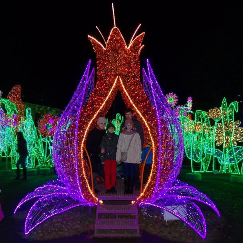 Outdoor Large LED Giant Flower Cane Sculpture outdoor display Props Garden Motif Lights Commercial Light Sculpture