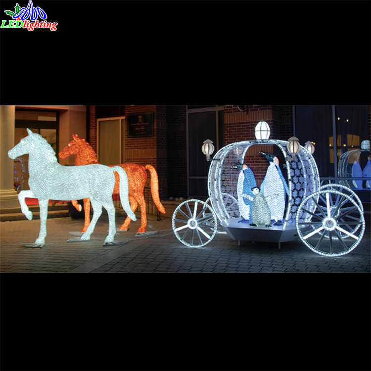 OBBO Decor LED lighted cinderella pumpkin outdoor christmas decoration horse carriage