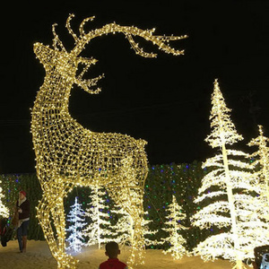 Outdoor christmas holiday white color LED 3D reindeer sculpture motif decorative Theme park garden animal light