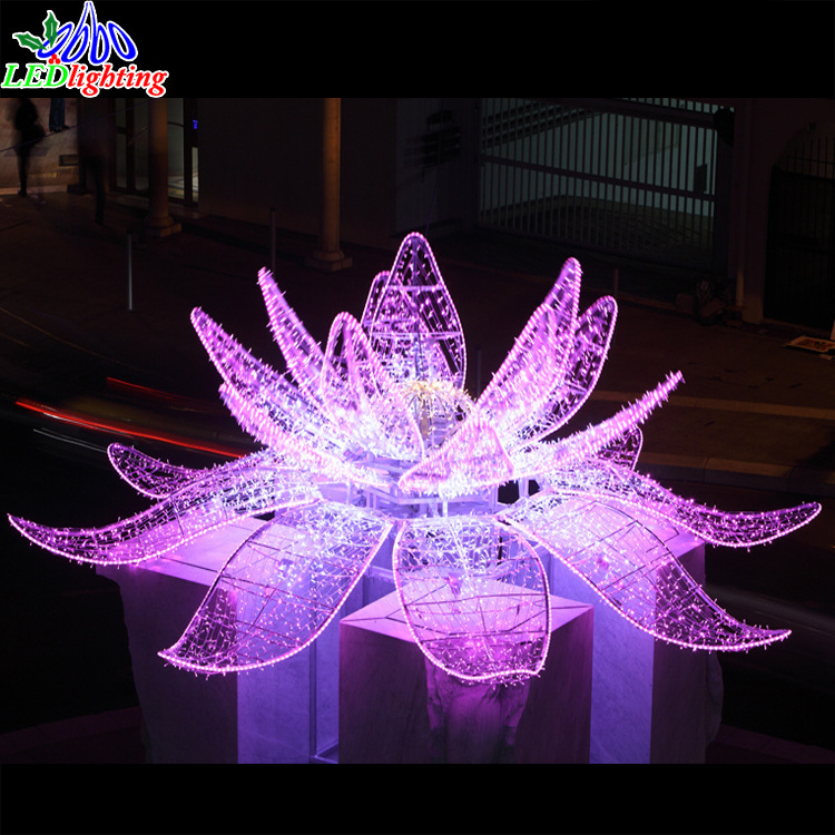 Wedding decor artificial flowers 3D led crystal lights