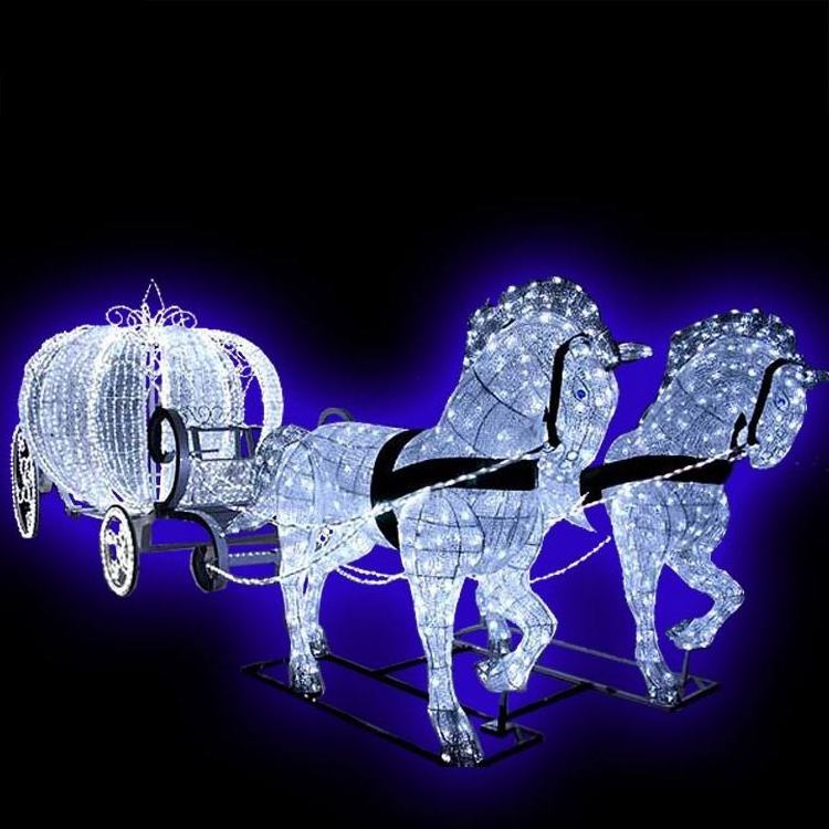 Wedding decoration 3D led lighted princess cinderella pumpkin horse carriage motif lights