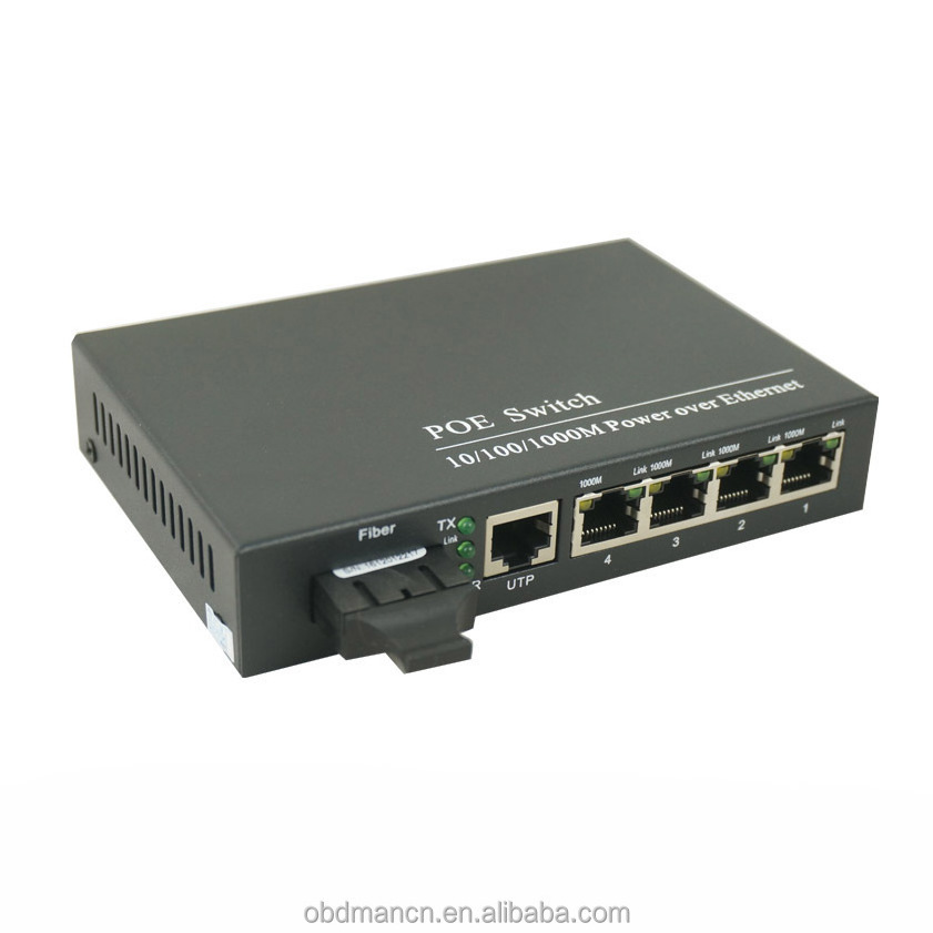 4POE+1UTP+1Dual Fiber switch 1310nm, 20km, Sc hirschmann poe switch 4 port