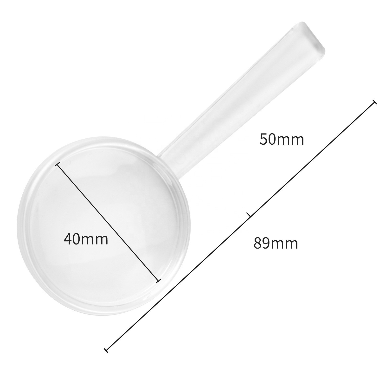 Handheld Plastic acrylic magnifiers 40mm fully transparent conjoined magnifying glass