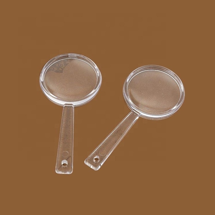 Handheld Plastic acrylic magnifiers 40mm fully transparent conjoined magnifying glass