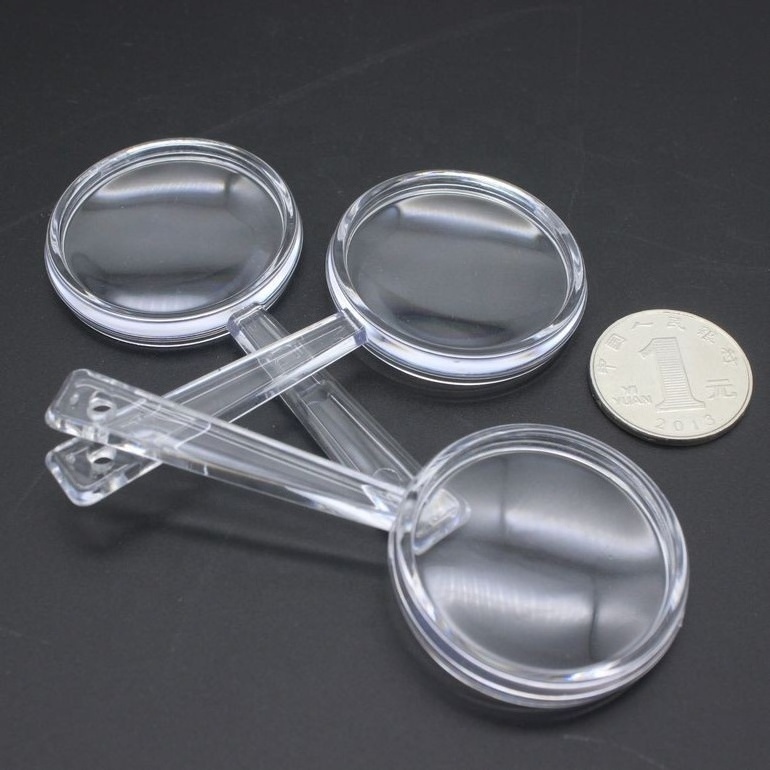 Handheld Plastic acrylic magnifiers 40mm fully transparent conjoined magnifying glass