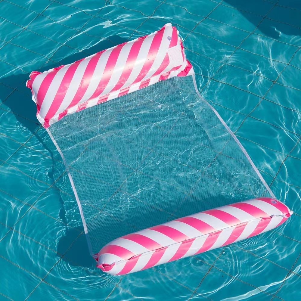 OBL Green Stripe Hammock PVC Adult Pool Inflatable Water Hammock with Mesh Swimming Lounge Chair Pool Float