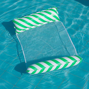 OBL Green Stripe Hammock PVC Adult Pool Inflatable Water Hammock with Mesh Swimming Lounge Chair Pool Float