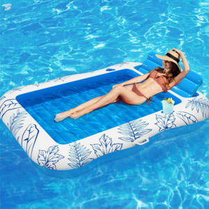 New design Inflatable Adult Pool Lounger Float with pillow -  Large Beach Sun Tanning Floaty Raft Sunbathing Water Lounge Float