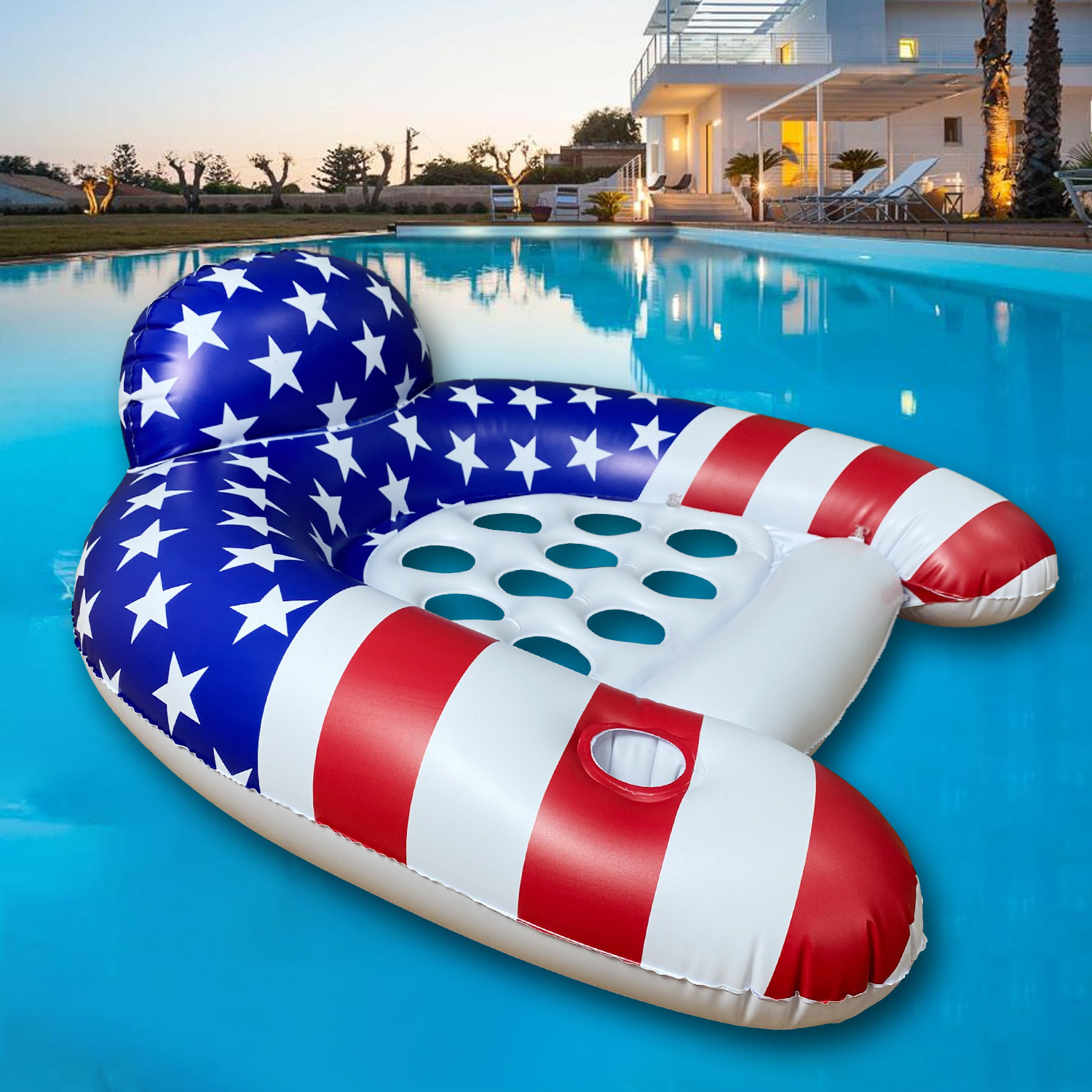 OBL Hot Selling Inflatable Pool Float Large Island Pool Float Beach Lake Adult Ride on Swimming Handle Tube