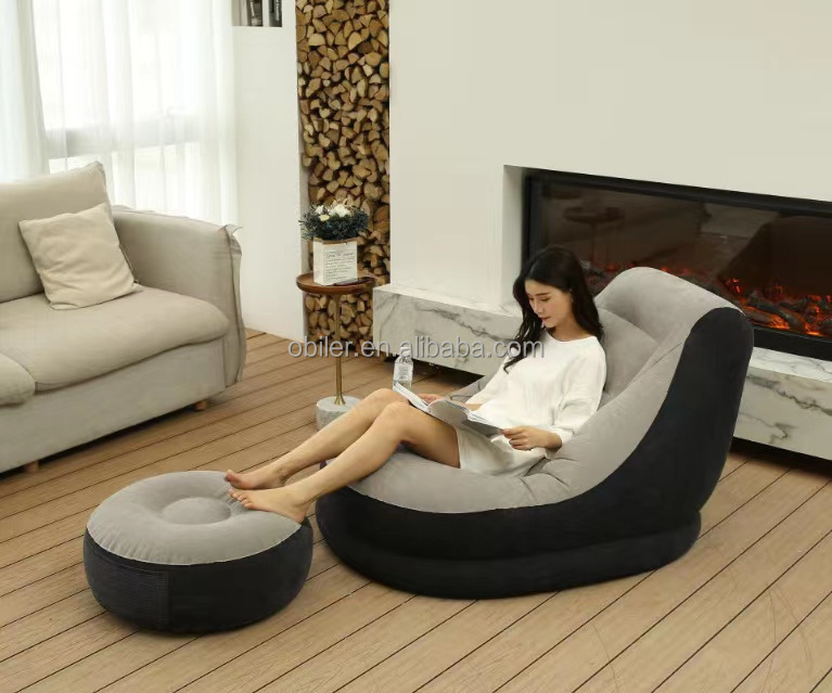 The Latest Indoor Comfortable Inflatable Sofa Bed Thickened Foldable Sofa Chair Camping Beach Seat