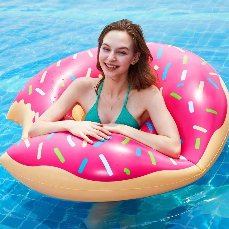 hot selling Brown Pink Colorful Donuts Pool Floats kids adults inflatable swim buoy donut floating swimming ring