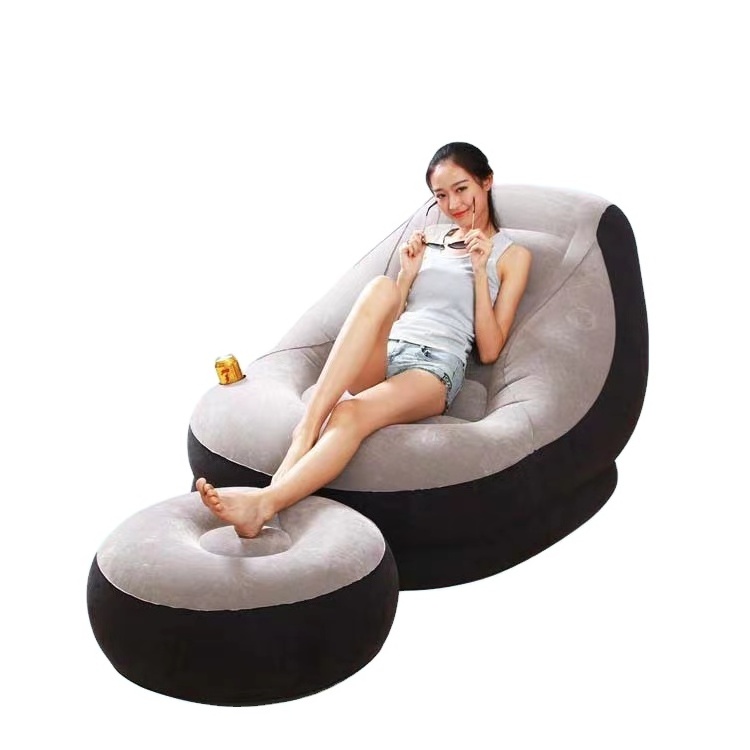 The Latest Indoor Comfortable Inflatable Sofa Bed Thickened Foldable Sofa Chair Camping Beach Seat